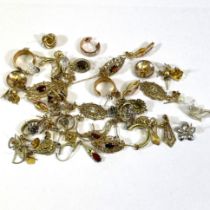 A collection of assorted 9ct, gilt Metal and other Earrings etc. Weight approximately 41 grams.