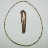 A yellow precious metal belcher chain, with a barrel clasp, approximate length 41.5cm and