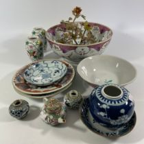 Collection of Asian ceramics together with a large Samson Famille Rose Punch Bowl including 2