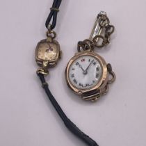 A 9ct gold cased early 20th century ladies wristwatch along with a rolled gold ladies cocktail