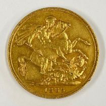 Australia, Queen Victoria 1885 Young Head Melbourne Mint Gold Full Sovereign