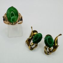 A collection of Chinese made jadeite jewellery. Comprising a pair of screw back earrings in precious