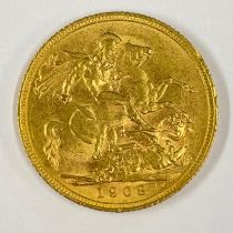 Australia, Edward VII 1908 Melbourne Mint Gold Full Sovereign