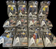 Collection of 12 Boxed Playmates Star Trek figures 2008, including:- - Kirk - Pike - Spock, etc.