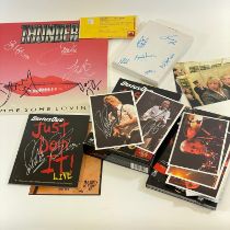 Status Quo signed DVD, booklet along with signed ACDC canvas and Thunder LP.