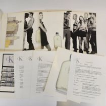 Fashion Interest Items: A 1994 Calvin Klein metal clipboard case with contents of promotional