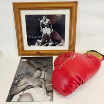 Boxing Glove signed by Muhammad Ali with COA plus signed Training Camp picture with COA  Also an