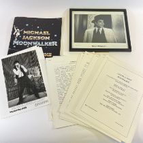 A collection of Michael Jackson and Moonwalker movie memorabilia including:- - A framed signed photo