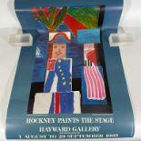 A 1985 David Hockney RA (British 1937 - ) signed "Hockney Paints the Stage". Hayward Gallery 1
