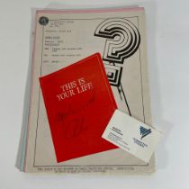 Original Script from 'This is your Life' owned by former sound engineer at Thames Television &