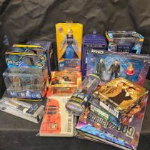 Collection of various Doctor Who figures, DVD's. books, etc.  (17 in total)