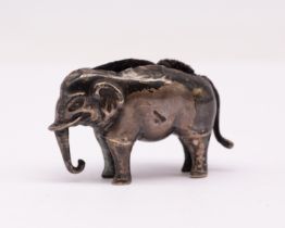An Edwardian silver novelty pin cushion in the shape of an elephant, hallmarked by WJ Myatt & Co,