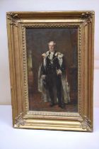 Full length portrait in oil on board of Sir James Bain (1817-1898), Lord Provost of Glasgow, by