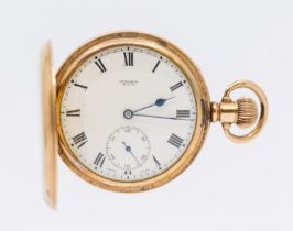 An early 20th century plated metal open faced Dennison pocket watch, comprising a white enamel
