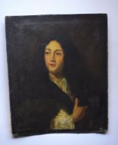 A 19th Century English school portrait of a 17th Century man, unframed and unsigned, 76cm x 64cm.