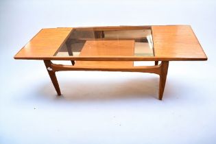 A 1970s G plan part glazed coffee table with inner shelf, great condition.