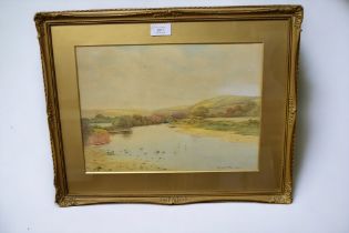 George Oyston (1860-1937), watercolour, River Teign, Chagford, Devon. Signed and dated 1923