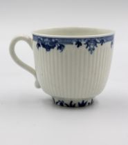 A Lowestoft ribbed body blue and white coffee cup,