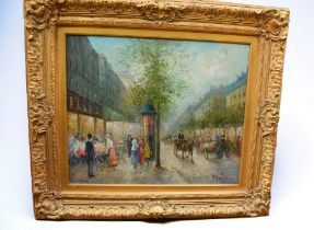 Attributed to T E Pencke (French, b. 1929) Paris street scene oil on canvas, 49 x 58.7cm, with frame