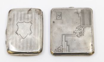 Two silver cigarette cases, one hallmarked for 1911, the other bearing Continental 800 silver marks