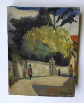 Alfred Thornton (1863-1939) "The Laburnum" oil on canvas, unframed, approx. 27cm x 34.7cm, signed