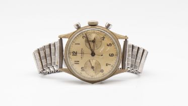 A gentlemans 1950's  Leonidas17 jewel wristwatch, comprising a silvered dial with Arabic indices,