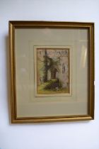 Margaret Rayner (1837-1920) Priory or Ruins with Sheep,  watercolour, signed lower left, framed