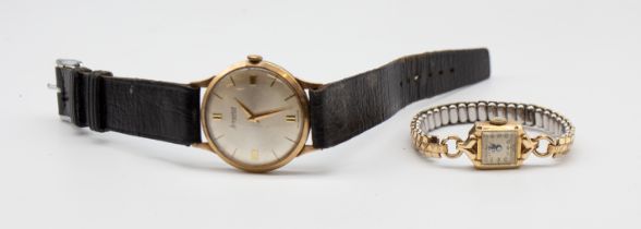 A ladies vintage 14ct gold Fortis wristwatch, comprising a square dial on later plated expander