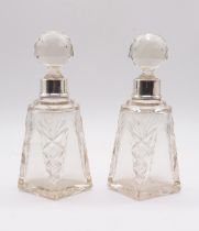 ****RE-OFFER MARCH A/C £40-£60**** A pair of late Victorian silver mounted cut glass large trapezium