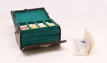 Mahjong: A cased mid-20th century bone mahjong set. Contents appear complete and in very good