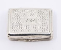 A George IV silver vinaigrette, engraved basket weave decoration, rectangular cartouche with