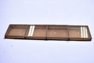 19th C Mahogany, Taylors advertising table top display case with labels inside.