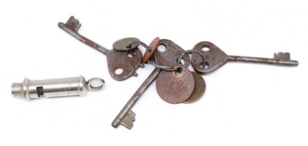 A set of late 19th / early 20th century keys and associated fobs, believed to be from a Victorian