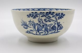 A Derby blue and white bowl decorated with cows