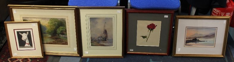 A small quantity of framed and glazed watercolours, prints. limited edition prints etc to include; a