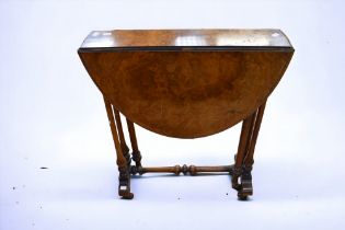 A George III mahogany drop leaf sofa table with single drawer, a late 19th Century walnut drop