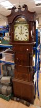 A late 18th Century long case clock by Thomas Dutton of Walsall, 8 day with arched dial, game keeper