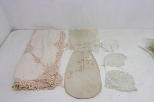 A collection of white wear to include a Victorian pocket (stained) children's night wears and