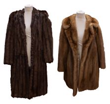 A blonde 3/4 mink coat with a revere collar, wider sleeves at the wrists, fully lined, early 1960s