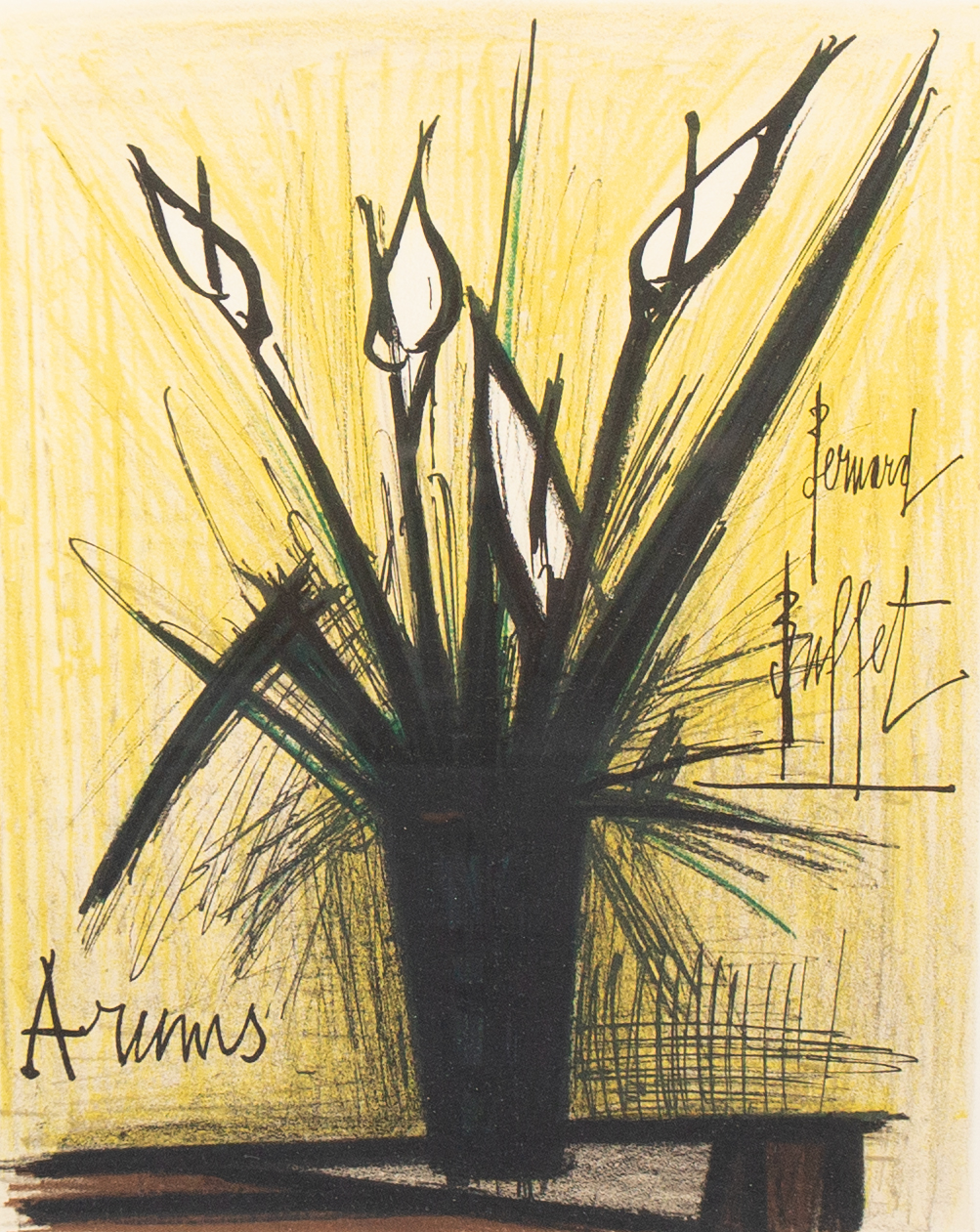 Bernard Buffet: a lithograph entitled 'Arums', published in the 1960s, from an edition of 200.