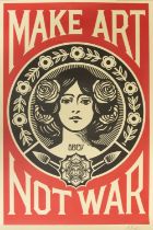 Shepard Fairey (b1970), coloured contemporary print 'MAKE ART NOT WAR', signed