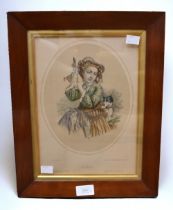 A pair of 19th century German colour prints titled Schafer and Schaferin, Bergere Shepherdess and