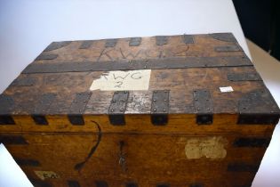 An early 20th Century Mappin & Webb, London and Sheffield oak travel trunk with cast supports and