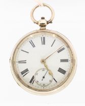 A Victorian silver open faced pocket watch, by E Johnson Vittoria St Derby, comprising a white