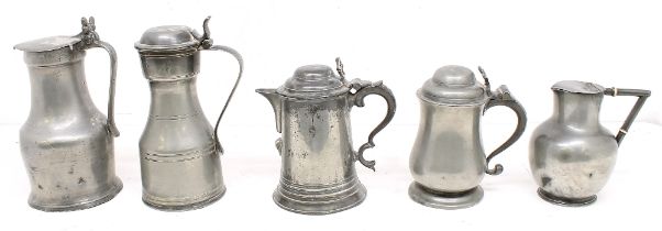 A collection of mixed 19th/early 20th century pewter vessels to include; a J.C. Thomas of Ilfracombe