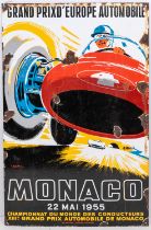 Motorsport Interest: A mid-20th century enamel sign, 'Grand Prix d'Europe Automobile, Monaco 22