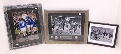 Everton: A collection of three framed, glazed and signed photographs relating to the 1966 FA Cup