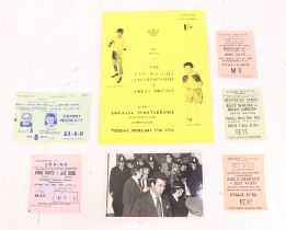 Boxing: A collection of assorted boxing tickets to include: Odeon Theatre Ali v Cooper 21/5/1966;