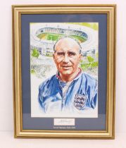 England: A framed and glazed Ellingham print of Sir Alf Ramsey, Limited Edition 14/220. With