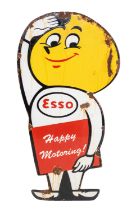 Motoring Interest: A mid-20th century enamel sign, Esso, 'Happy Motoring!', comprising a figure